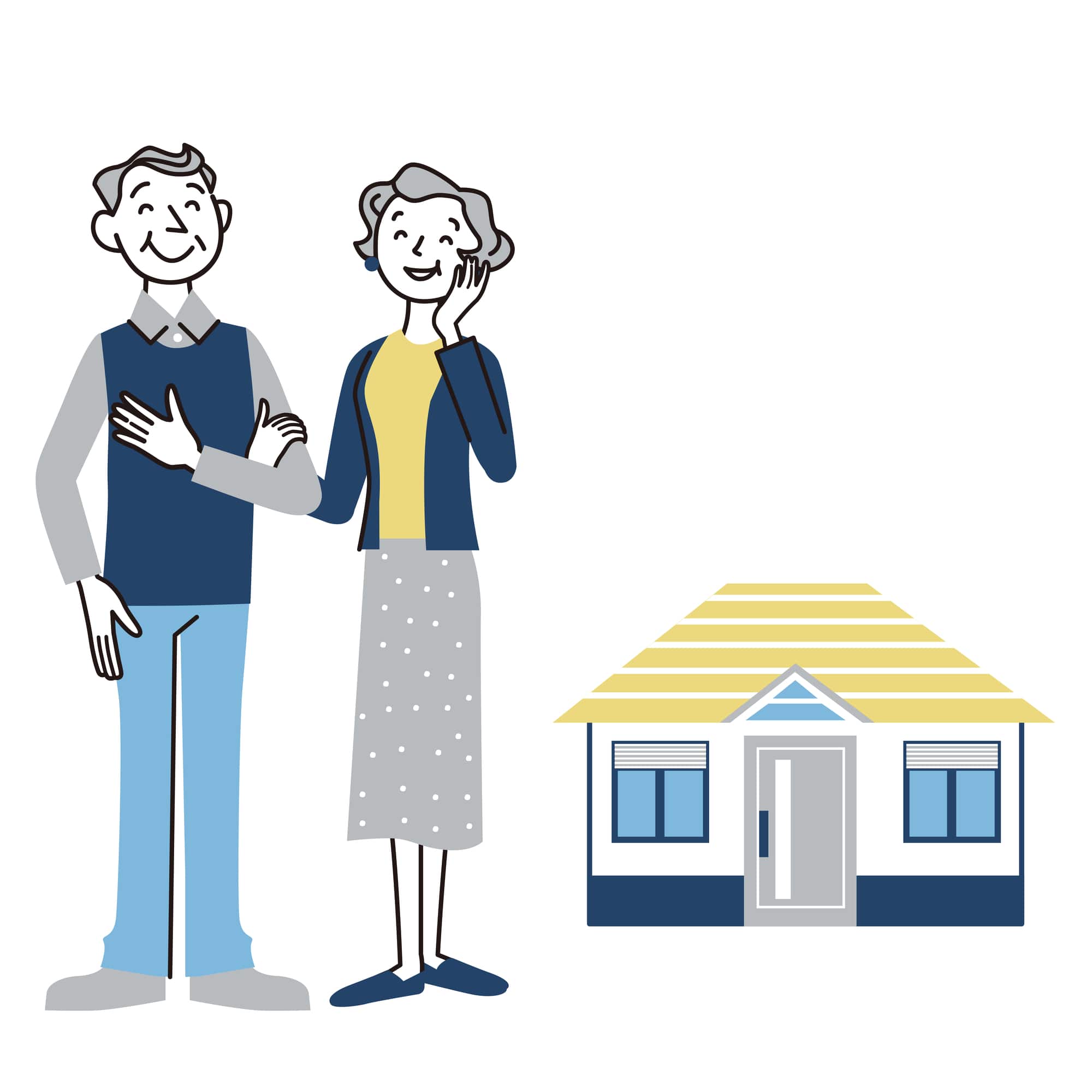 シニア夫婦とリフォームした一戸建ての家