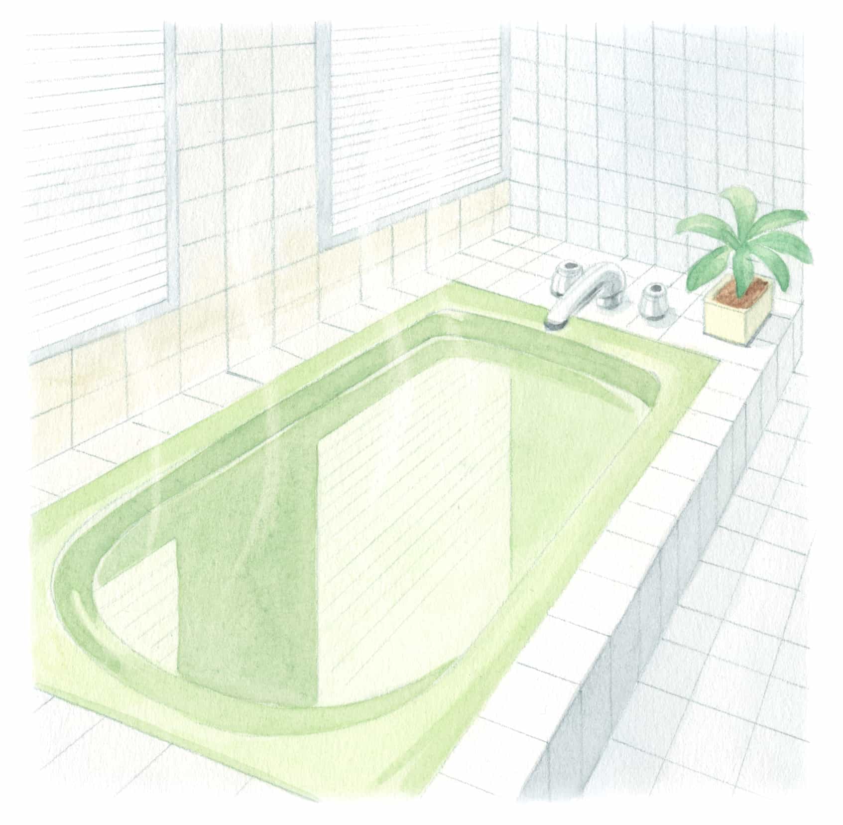 水彩画で描かれたお風呂