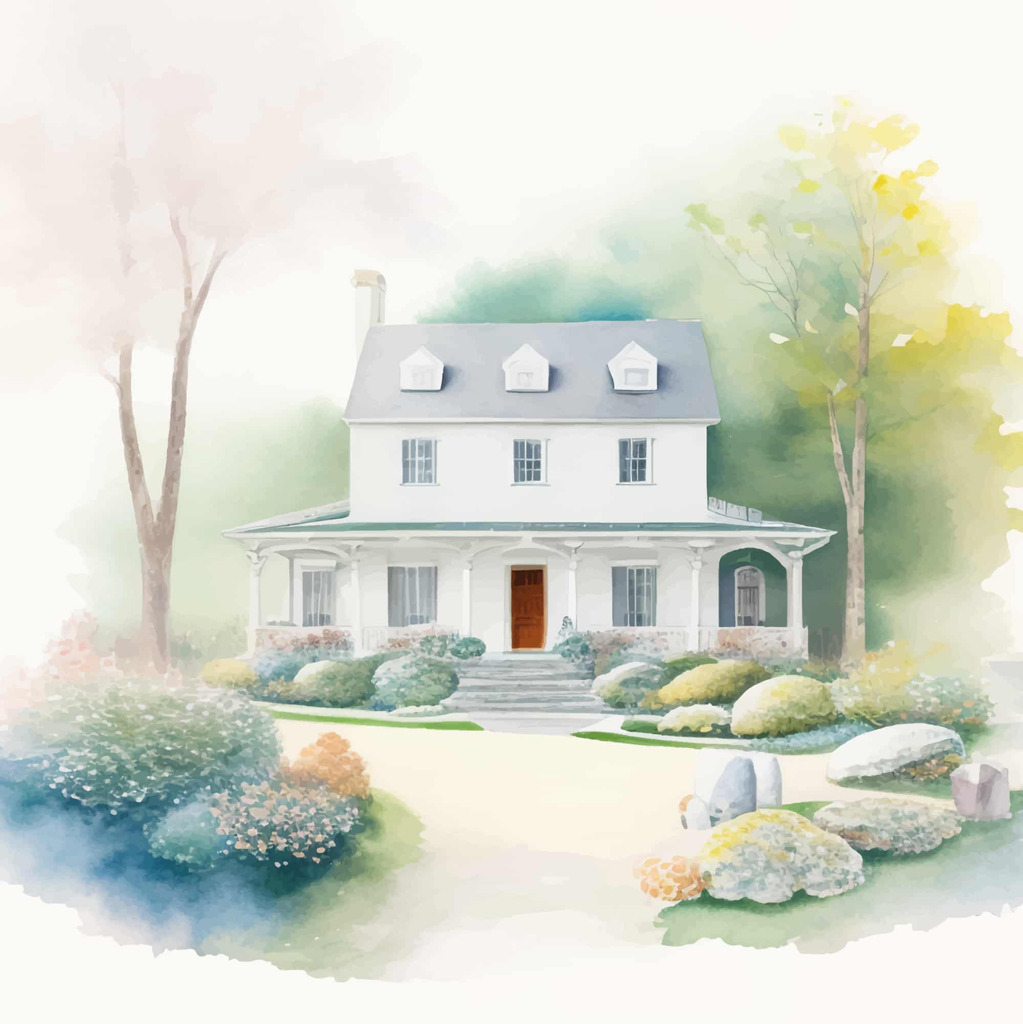 水彩画で描かれた家