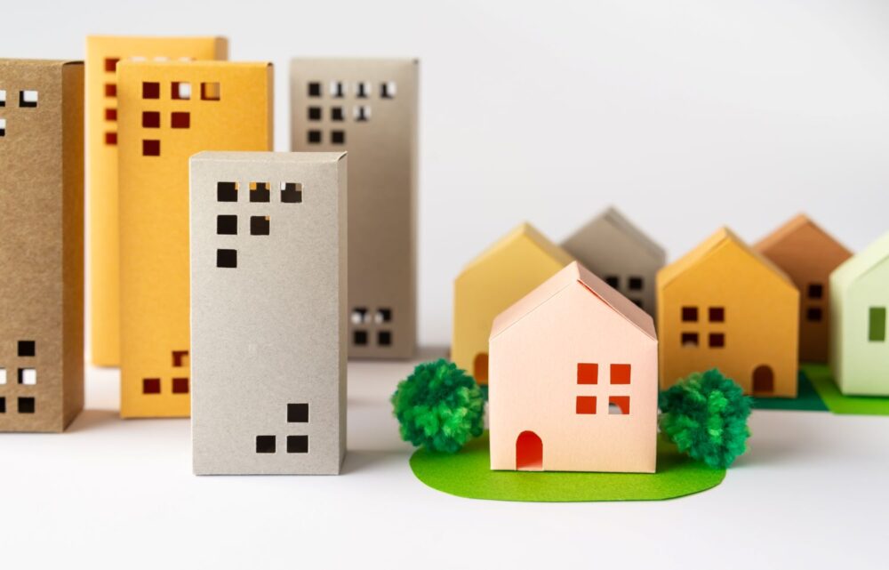 マンションと戸建ての紙模型