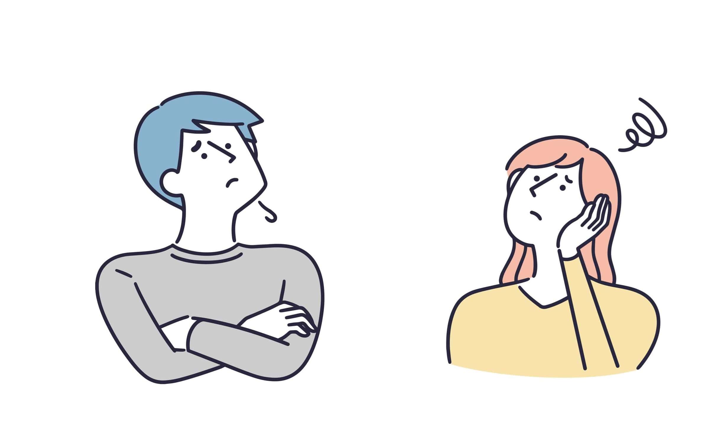 困り顔の男女のイラスト